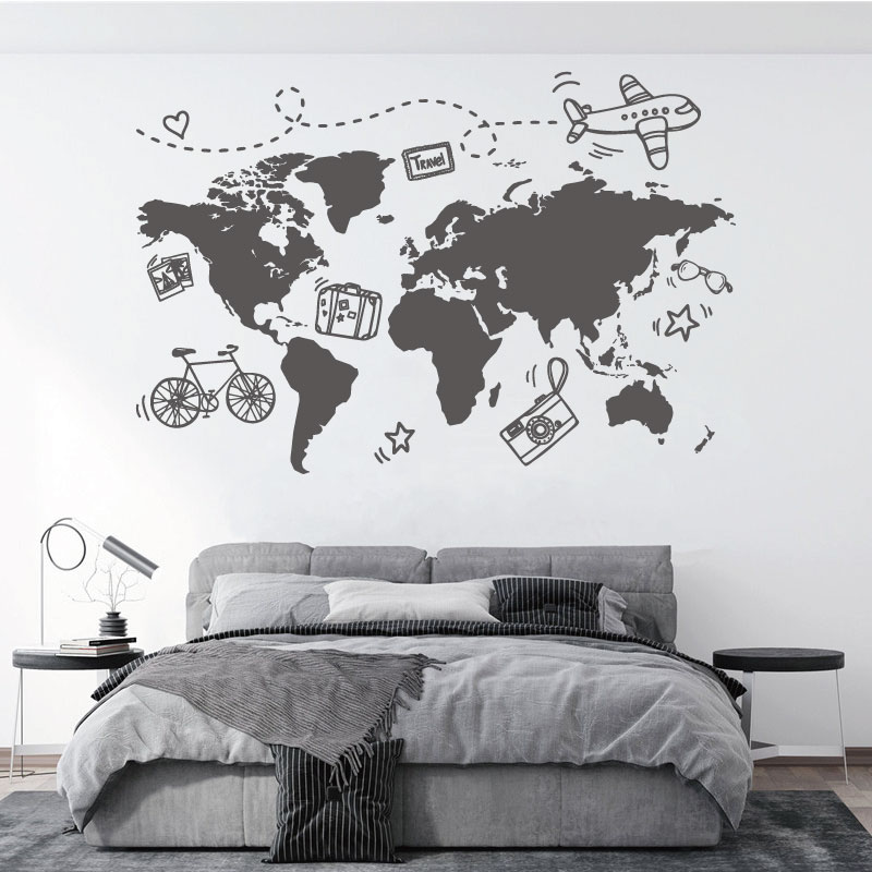 Office Furniture World - الذهاب السفر خريطة العالم الجدار ملصق