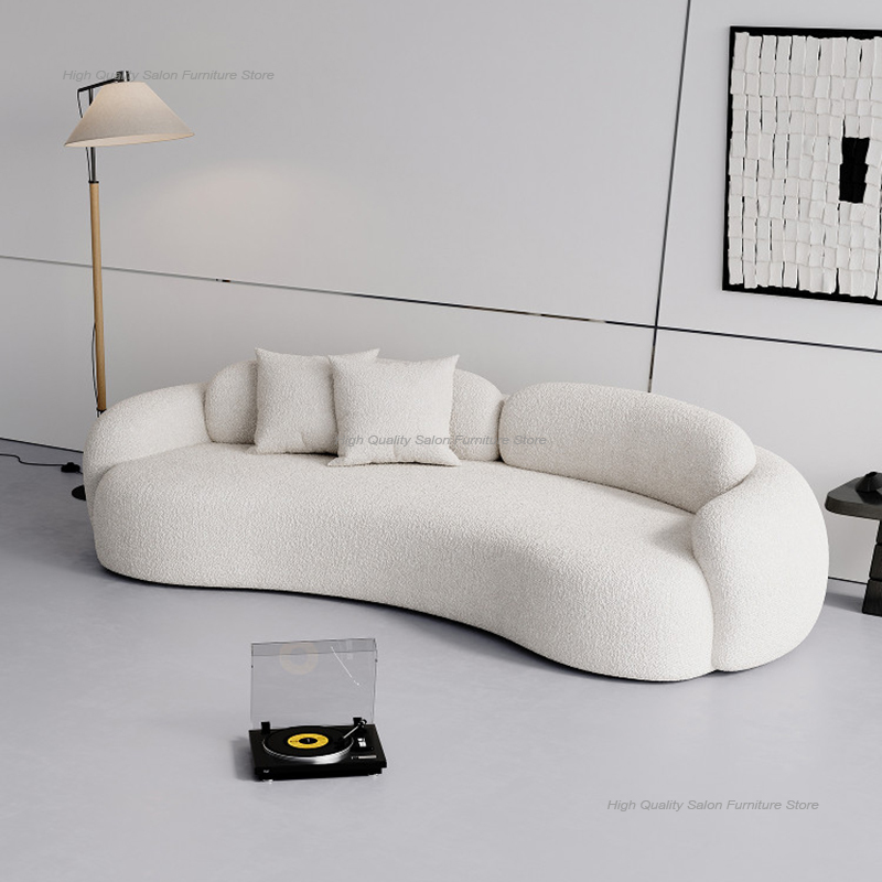 Office Furniture Luxury - أريكة استراحة بتصميم إيطالي كريمي، أريكة