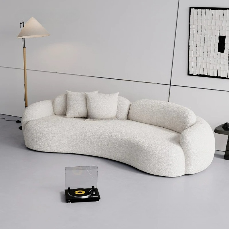 Office Furniture Luxury - أريكة استراحة بتصميم إيطالي كريمي، أريكة