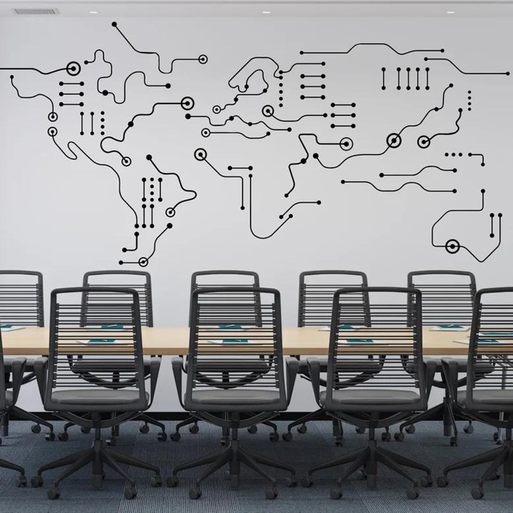 Office Furniture World - لوحة الدوائر خريطة العالم مكتب الجدار