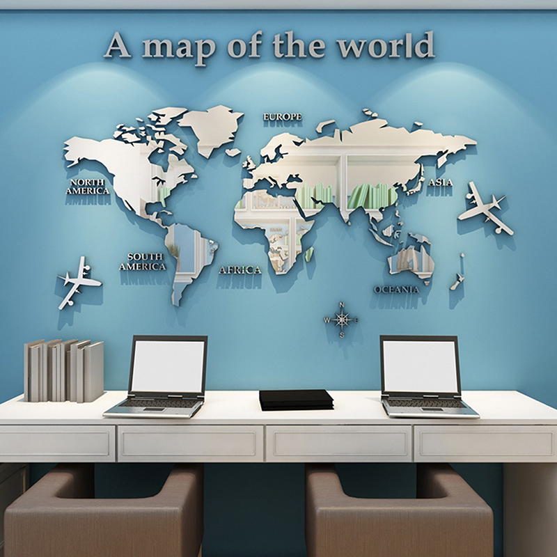 خريطة العالم ملصقات الحائط ثلا - مراجعة Office Furniture World وسعره