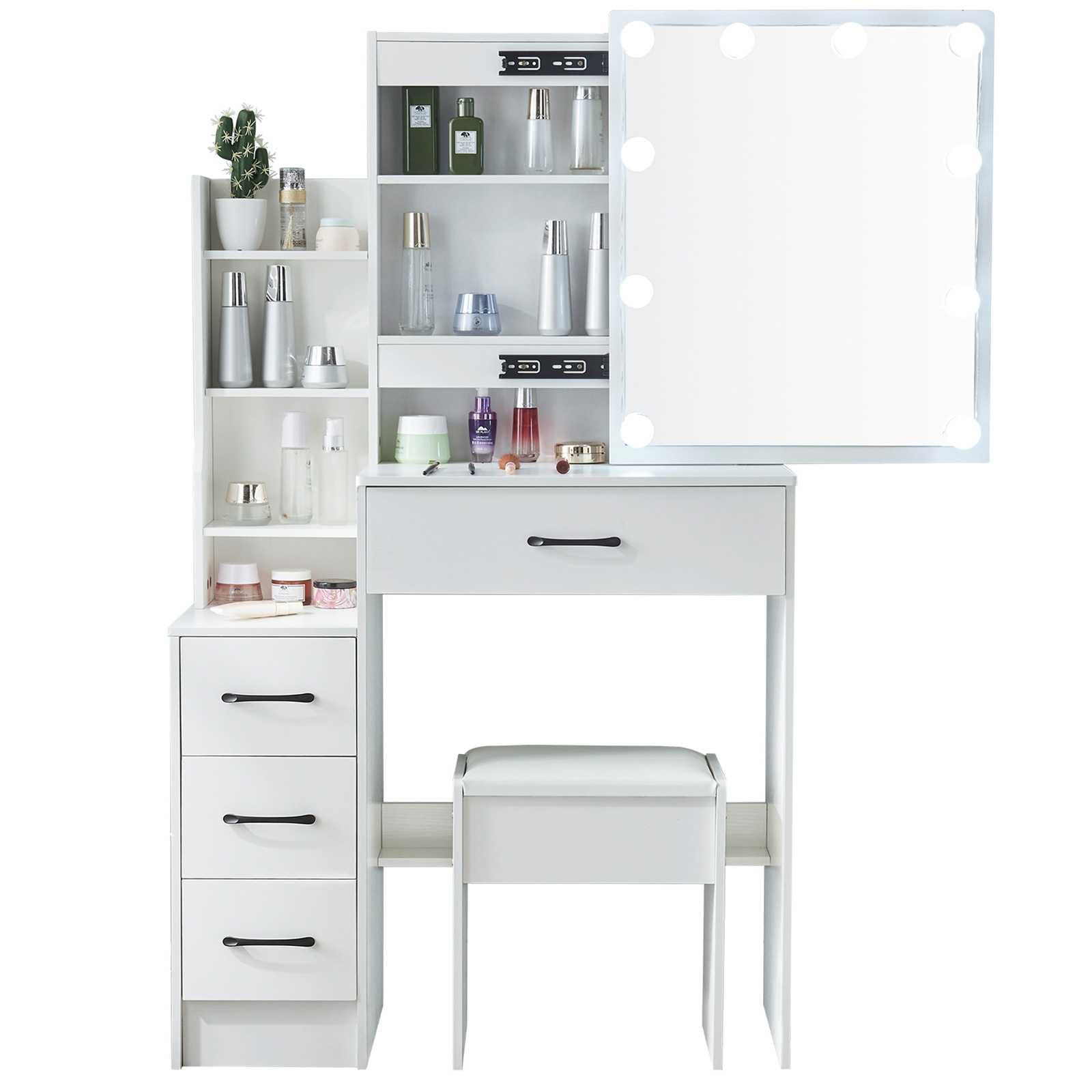 طاولة مكياج LED مع مرآة وكرسي، - مراجعة Office Furniture Okc وسعره