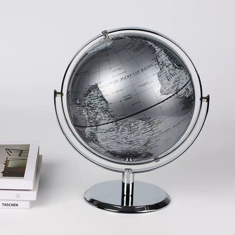 كرة أرضية فضية فاخرة بقطر 25 س - مراجعة Office Furniture World وسعره